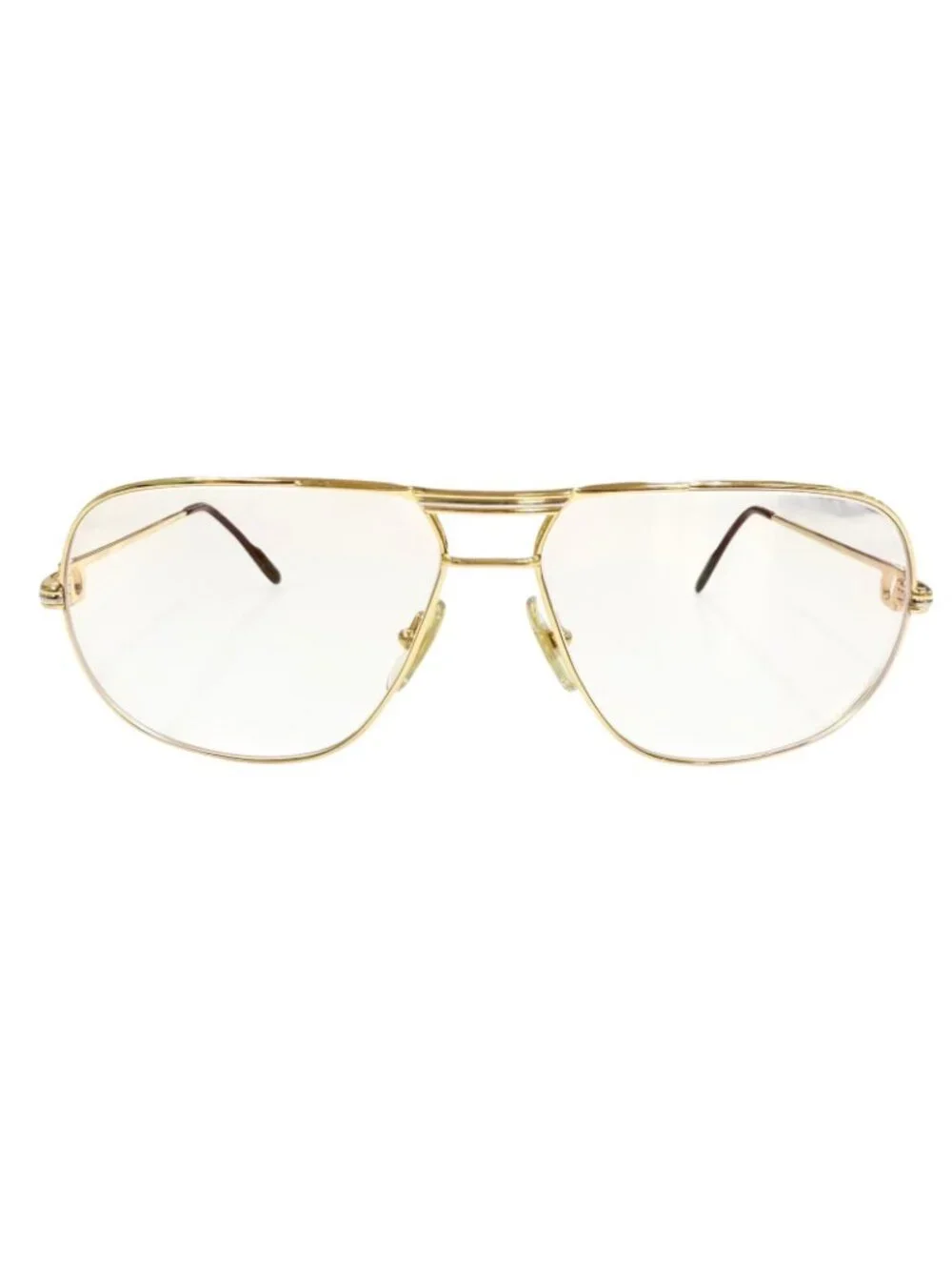 Cartier Vintage Trinity Two Bridge Logo Eyewear Sunglasses Gold Bordeaux